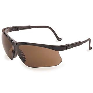 Howard Leight R03572 Uvex Genesis 99.9% UV Rated Anti-Fog Expresso Lens with Black Wraparound Frame & Adjustable Temple Sleeves for Adults